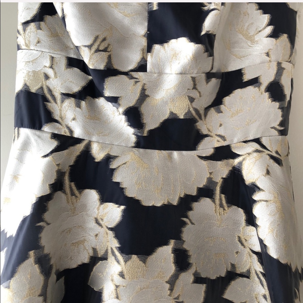Nicole Miller BLUE/GOLD Floral Cocktail Dress 2 - Picture 5 of 5